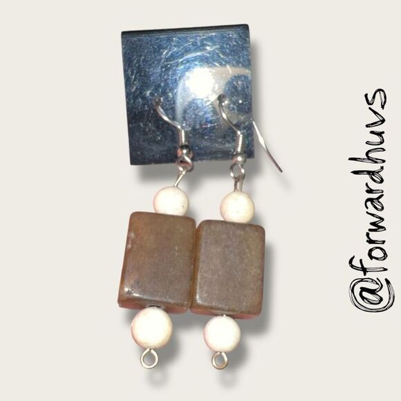 Bundle Sale 3 for $15 | Caramel Glass Bead Dangle Earrings - Picture 1 of 7